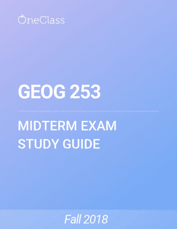GEOG 253 Study Guide Fall 2018, Comprehensive Midterm Notes City