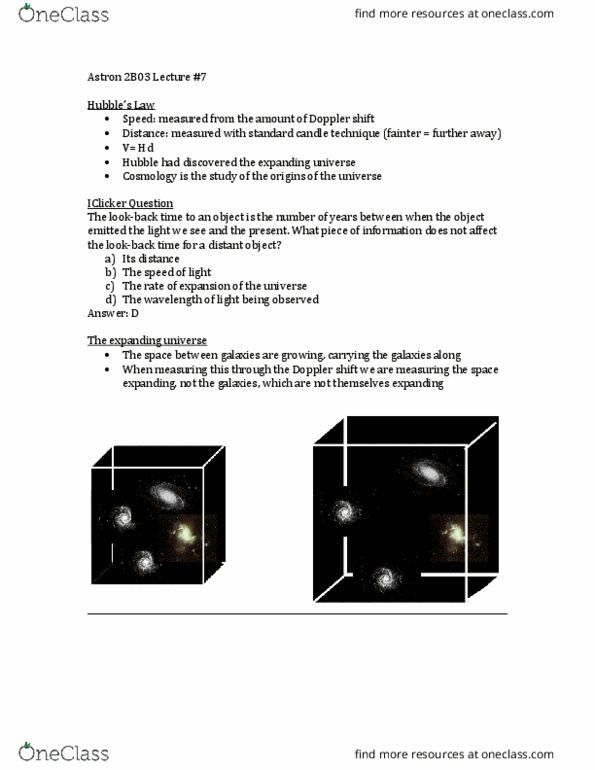 ASTRON 2B03 Lecture Notes - Lecture 7: Before Present, Cosmic Distance Ladder, Blueshift thumbnail