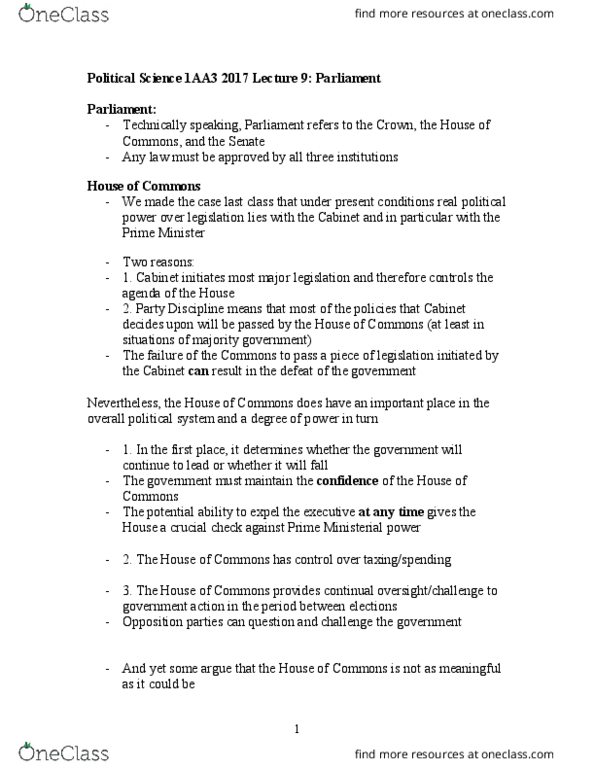 POLSCI 1AA3 Lecture 3: Political Science 1AA3 2017 Lecture 9 overhead parliament thumbnail