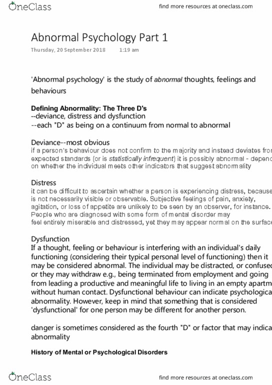 PSY1022 Lecture Notes - Lecture 9: Dementia Praecox, Bipolar Disorder, Medical Classification thumbnail