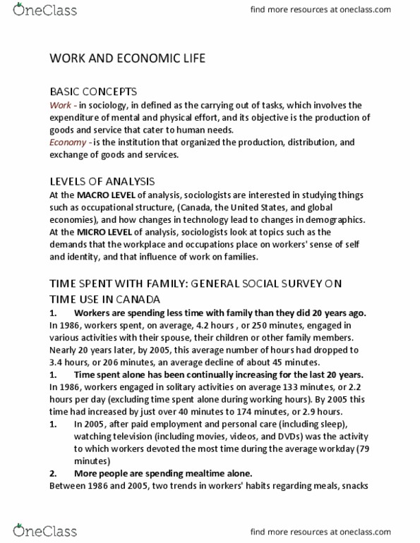 SOC-1101 Lecture Notes - Lecture 44: General Social Survey, 40 Minutes, Harry Braverman thumbnail