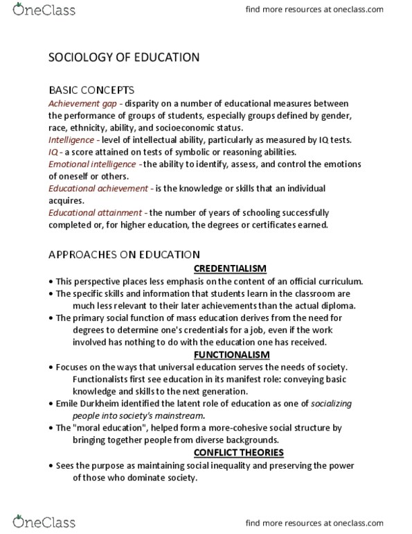 SOC-1101 Lecture Notes - Lecture 47: Achievement Gap In The United States, Social Inequality, Hidden Curriculum thumbnail