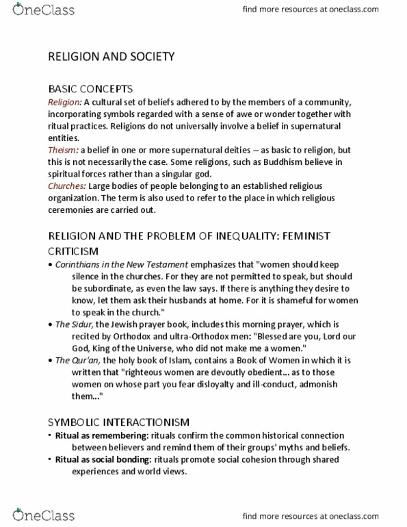 SOC-1101 Lecture Notes - Lecture 50: Theism, Totem thumbnail