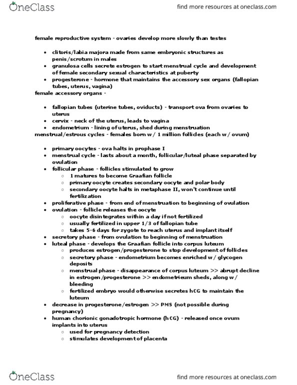 BY 108 Chapter Notes - Chapter 23: Corpus Luteum, Secondary Sex Characteristic, Fallopian Tube thumbnail