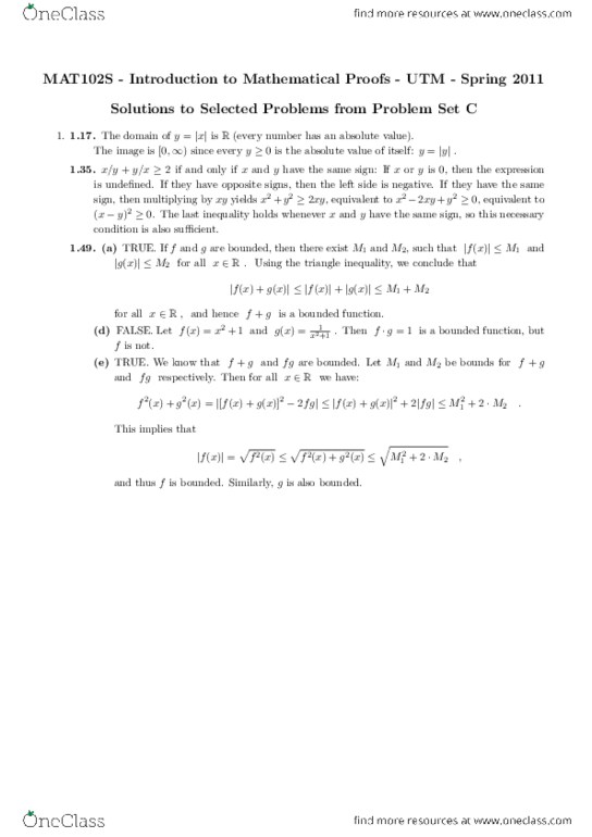 MAT102H5 Chapter Notes -Jyj, Bounded Function thumbnail