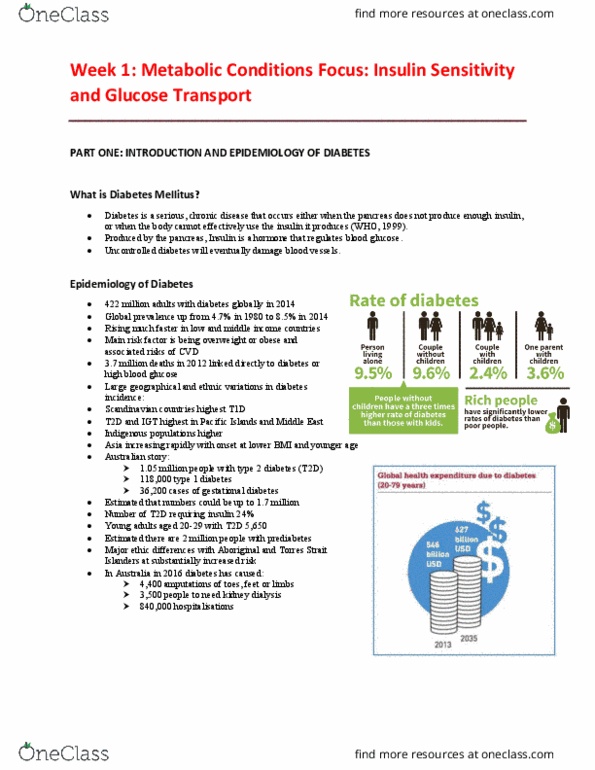 EHR522 Lecture Notes - Lecture 1: Gestational Diabetes, Dialysis, Glut4 thumbnail