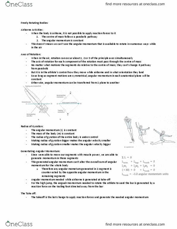 Kinesiology 2241A/B Lecture Notes - Lecture 29: Angular Velocity, Gyration thumbnail