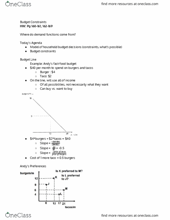 ECON 1 Lecture Notes - Lecture 7: Taco, 2 On, Marginal Utility cover image