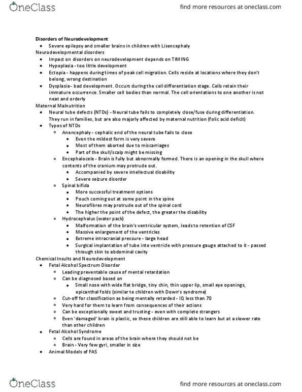 PSYC 370 Lecture Notes - Lecture 3: Neural Tube Defect, Neural Tube, Encephalocele thumbnail