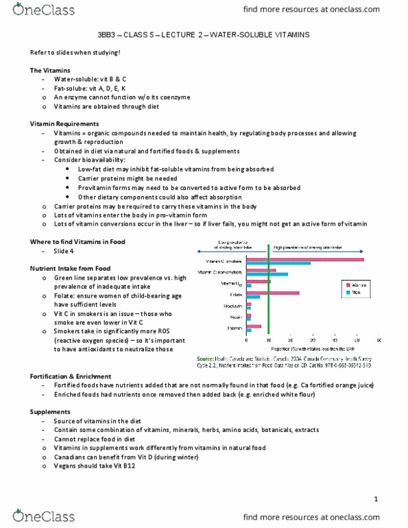 HTHSCI 3BB3 Lecture Notes - Lecture 5: Vitamin B12 Deficiency, Provitamin, Folate Deficiency thumbnail