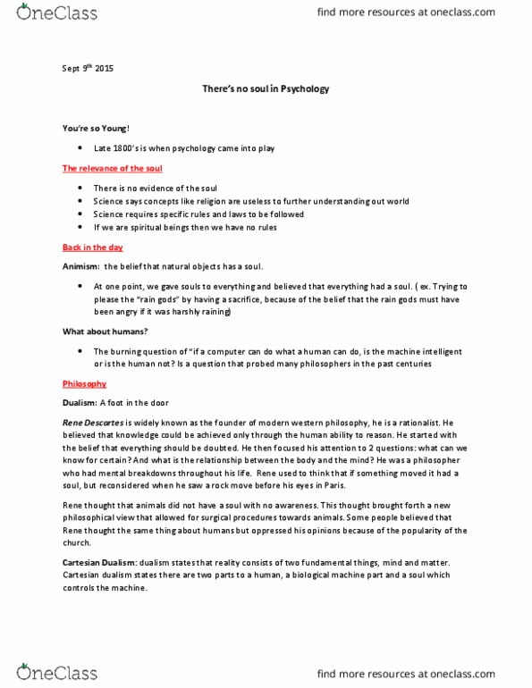 PSYA01H3 Lecture Notes - Lecture 1: Luigi Galvani, Molecular Machine, Tabula Rasa thumbnail