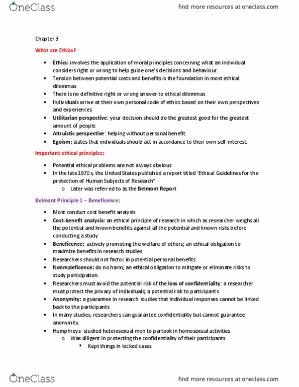 PSYB01H3 Chapter Notes - Chapter 3: Albert Kligman, Belmont Report, Stanford Prison Experiment thumbnail