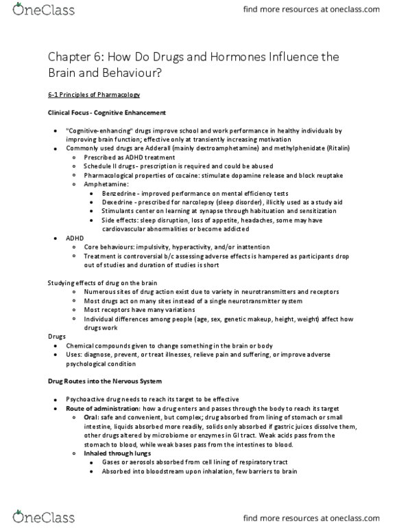 PSYB65H3 Chapter Notes - Chapter 6: Dopamine Agonist, Nicotinic Acetylcholine Receptor, Botulinum Toxin thumbnail