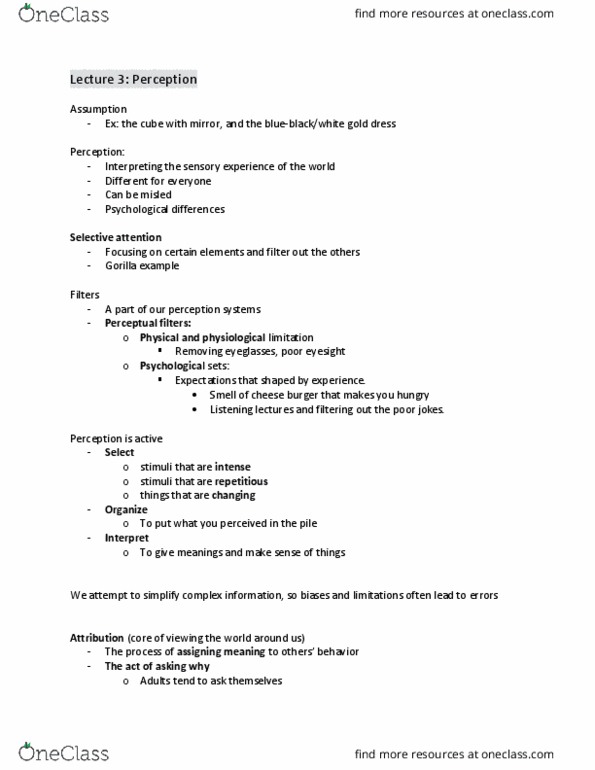 COMM 1000 Lecture Notes - Lecture 3: Physical Attractiveness, Stereotype thumbnail