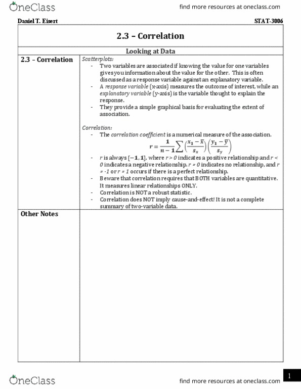 STAT 3006 Lecture Notes - Lecture 15: Robust Statistics, Dependent And Independent Variables thumbnail