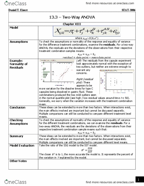 STAT 3006 Lecture Notes - Lecture 10: Multiple Comparisons Problem, Analysis Of Variance thumbnail