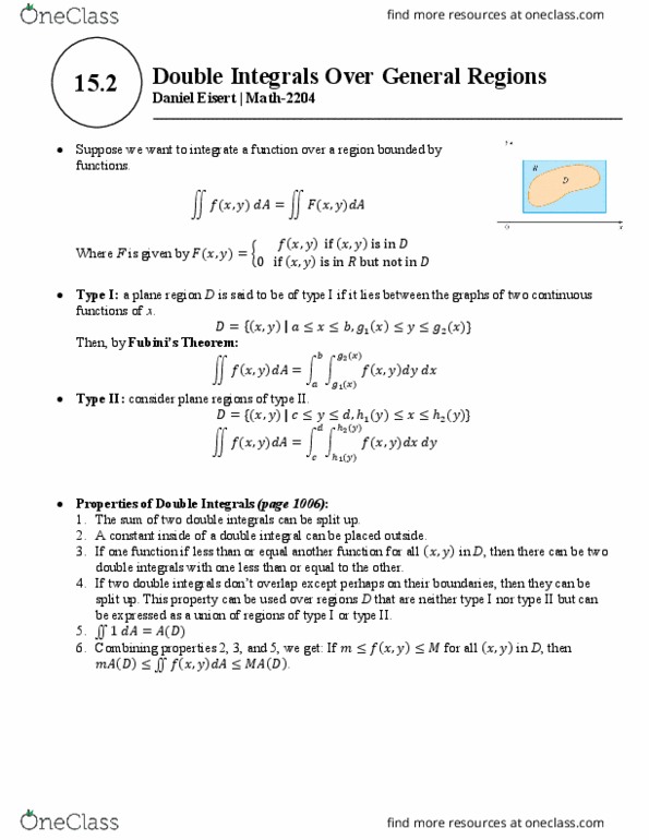 MATH 2204 Lecture Notes - Lecture 12: Multiple Integral thumbnail