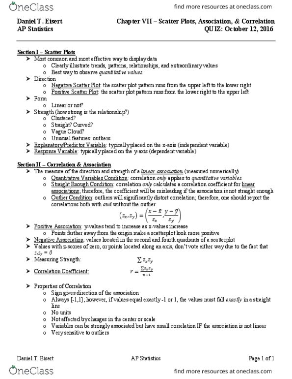 STAT 2004 Lecture Notes - Lecture 7: Ap Statistics, Scatter Plot thumbnail