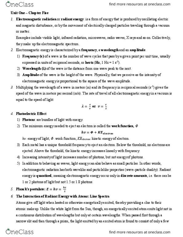 CHM135H1 Lecture Notes - Lecture 1: Principal Quantum Number, Wave Equation, Isoelectronicity thumbnail