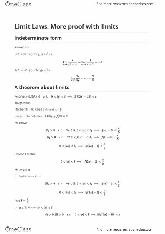 MAT137Y1 Lecture Notes - Lecture 11: Indeterminate Form thumbnail