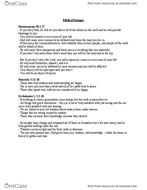 Religious Studies 1022A/B Chapter Notes - Chapter 3: Book Of Deuteronomy thumbnail