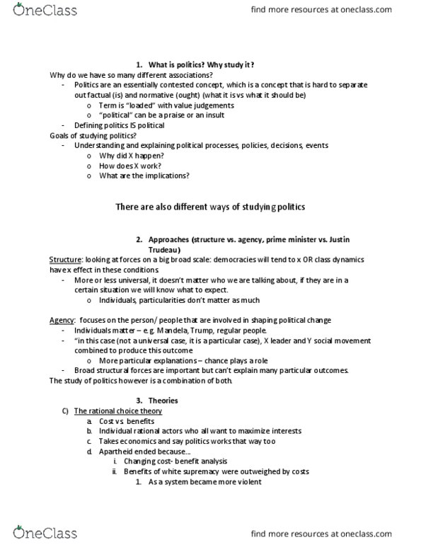 POL 1101 Lecture Notes - Lecture 1: Market System, Justin Trudeau, White Supremacy thumbnail