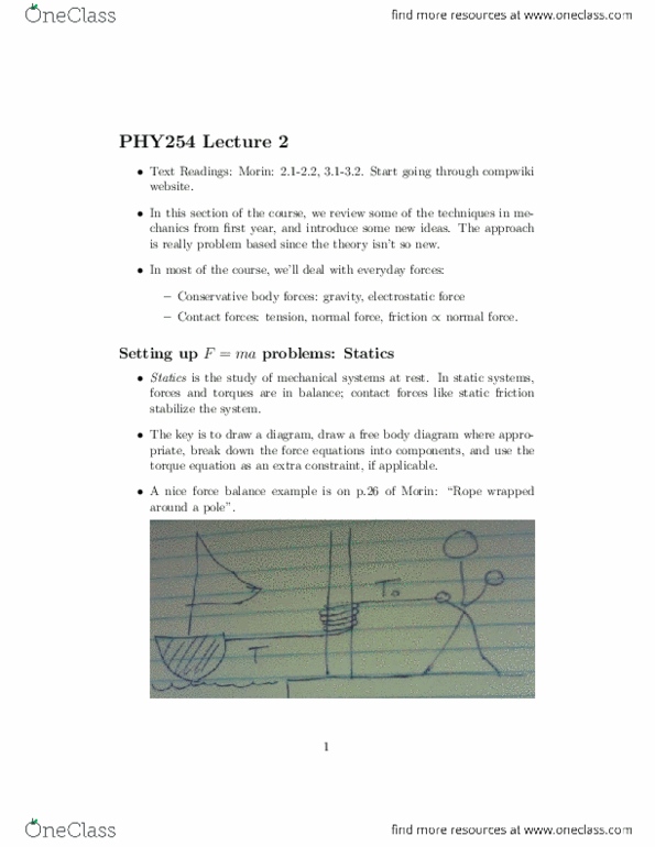 PHY354H1 Lecture Notes - Ope, Sinj, Statics thumbnail