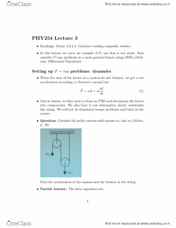 PHY354H1 Lecture Notes - Kinematics thumbnail