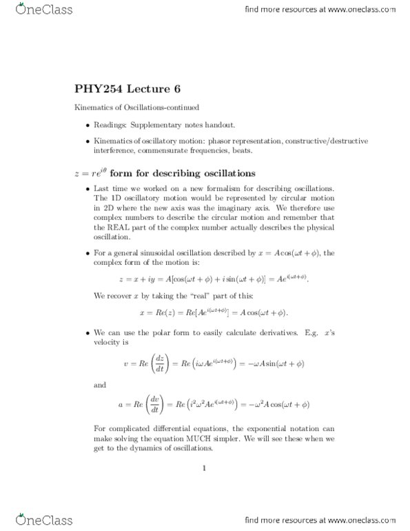 PHY354H1 Lecture Notes - Cytochrome C Oxidase Subunit I, Scientific Notation, Complex Differential Form thumbnail