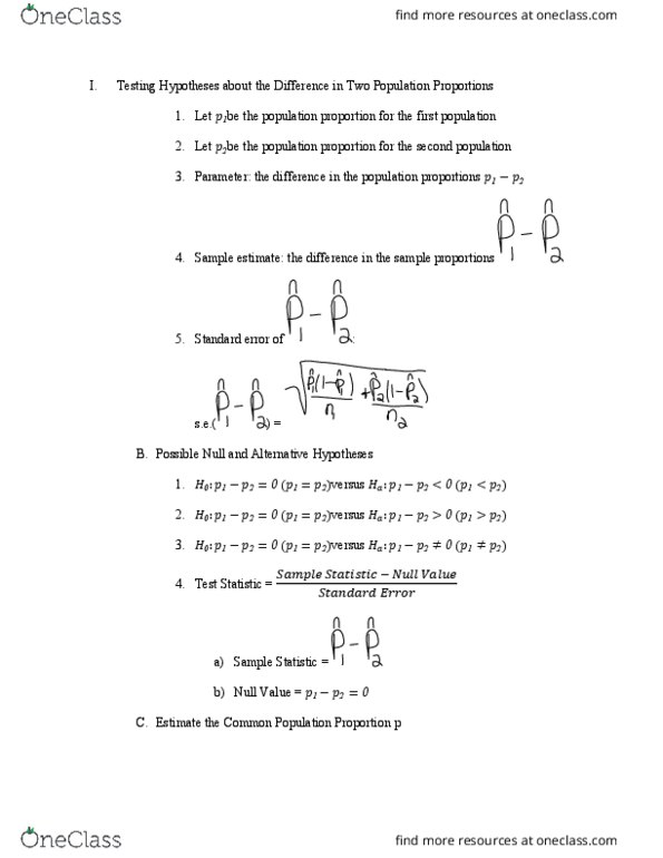 STATS 250 Lecture Notes - Lecture 17: Null Hypothesis, Test Statistic, Standard Error cover image