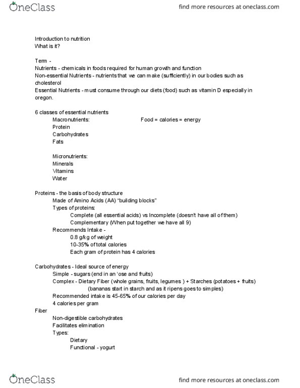 HHS 231 Lecture Notes - Lecture 6: Deep Frying, Constipation, Avocado thumbnail