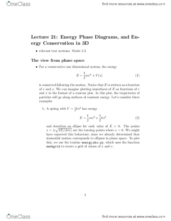 PHY354H1 Lecture Notes - Conservative Force, Projectile Motion, Escape Velocity thumbnail