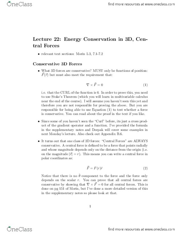 PHY354H1 Lecture Notes - Cross Product, Momentum, Conservation Of Energy thumbnail