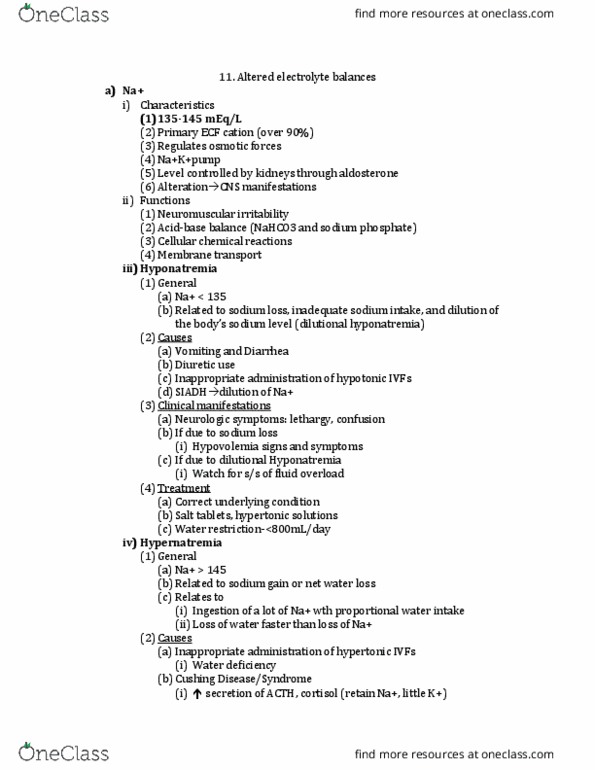 NURSE-UN 1435 Lecture Notes - Lecture 4: Hypokalemia, Hypercalcaemia, Antacid thumbnail