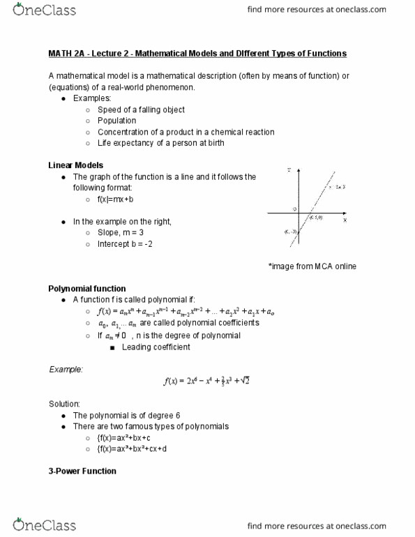 MATH 2A Lecture Notes - Lecture 2: Algebraic Function, Cube Root, Logarithm cover image