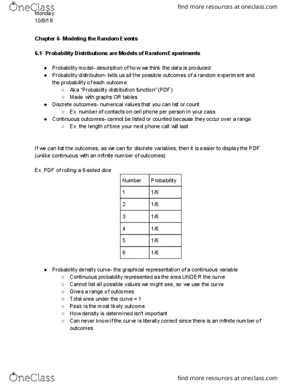 MATH 10041 Lecture Notes - Lecture 12: Probability Distribution Function, Probability Distribution thumbnail