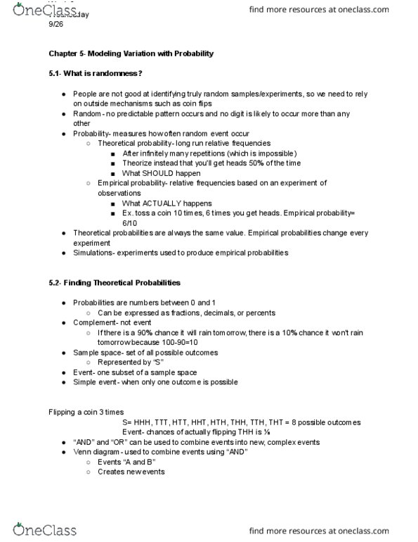 MATH 10041 Lecture Notes - Lecture 9: Mutual Exclusivity, Empirical Probability, Venn Diagram thumbnail