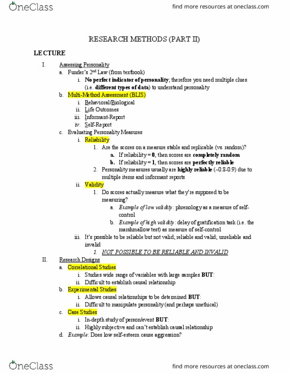PSC 162 Lecture Notes - Lecture 3: Longitudinal Study, Job Performance, Personality Test thumbnail