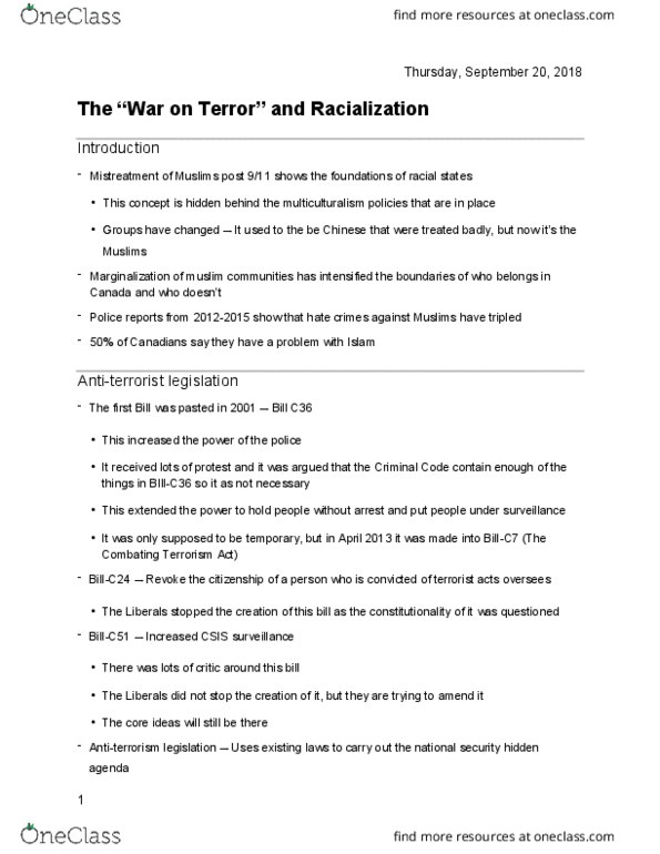 CRM 3318 Lecture Notes - Lecture 3: Security Certificate, Canadian Identity, Public Space thumbnail