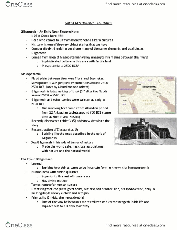 Classical Studies 2200 Lecture Notes - Lecture 9: Beautiful Creature, Trachis, Ninsun thumbnail