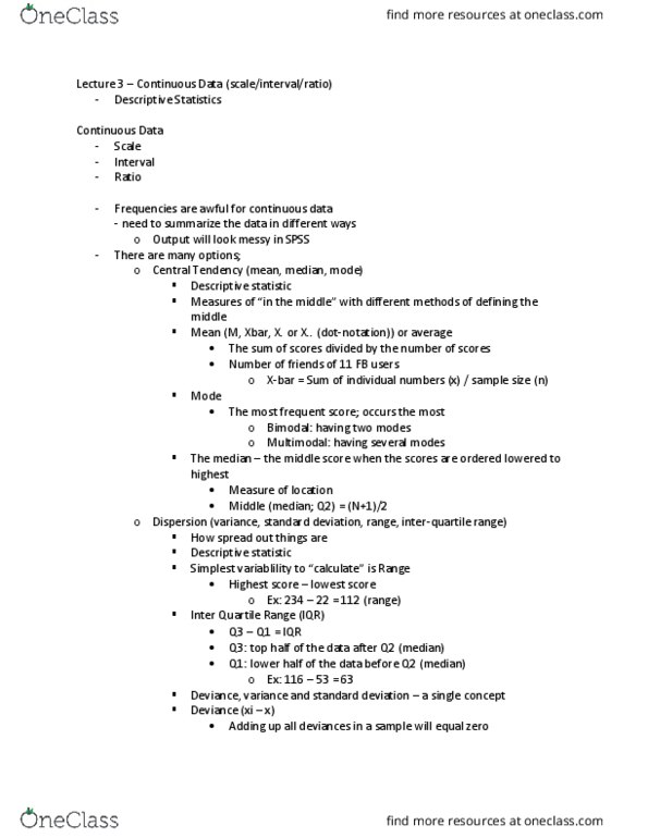 PSYC 3000 Lecture Notes - Lecture 3: Histogram, Blurry, Apa Style thumbnail