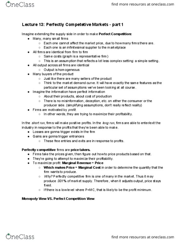 ECON 1011 Lecture Notes - Lecture 15: Taipei Metro, Marginal Revenue, Marginal Cost cover image