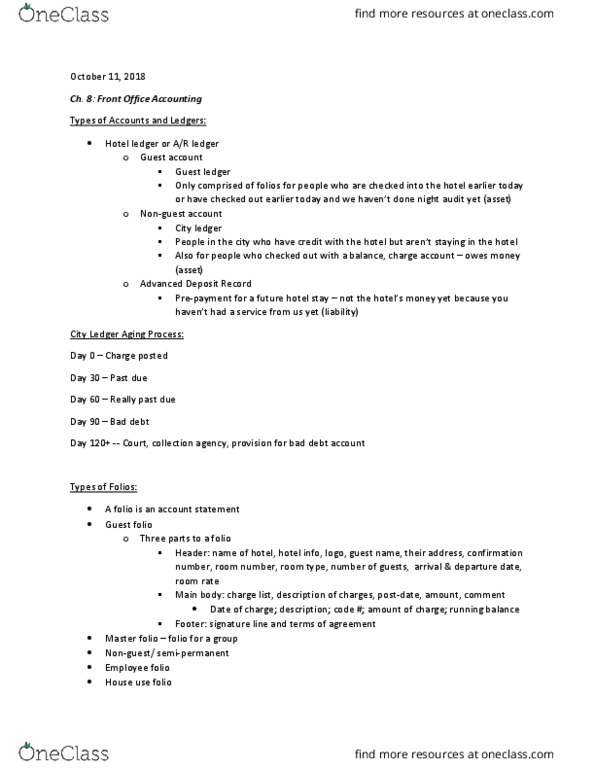 HM 311 Lecture Notes - Lecture 7: Charge Card, Credit Manager, Cashiering thumbnail