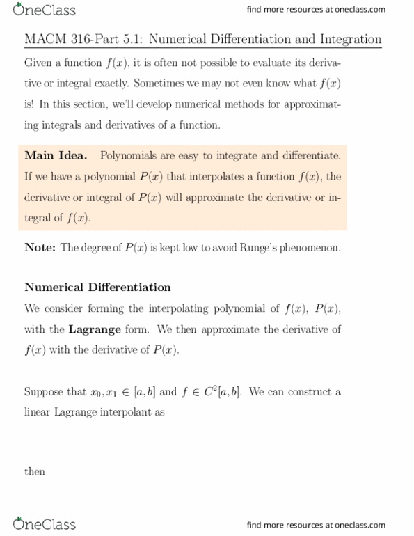 MACM 316 Lecture Notes - Lecture 10: Intermediate Value Theorem, Richardson Extrapolation, Machine Epsilon thumbnail