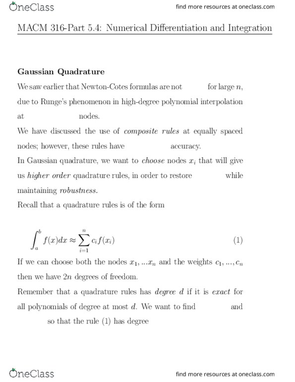 MACM 316 Lecture Notes - Lecture 13: Orthogonal Polynomials, Legendre Polynomials, Lagrange Polynomial thumbnail