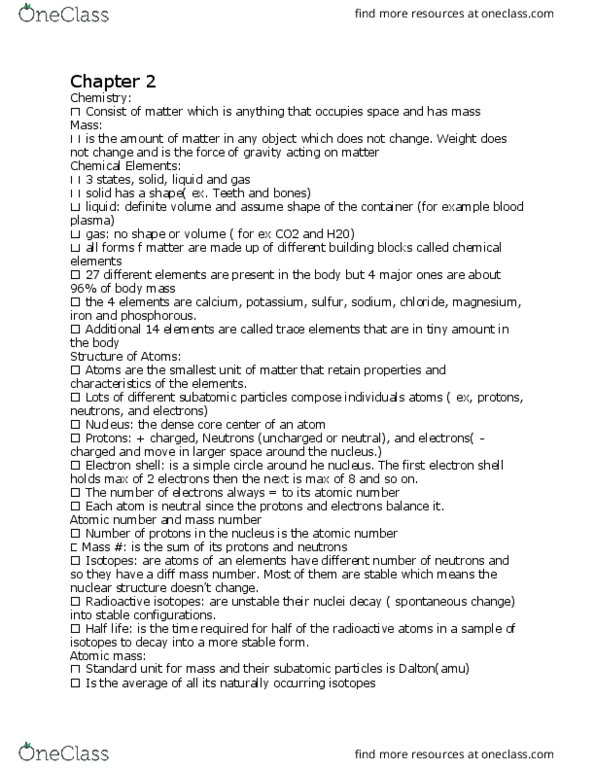 HRMT 326 Lecture Notes - Lecture 2: Chemical Bond, Covalent Bond, Monosaccharide thumbnail