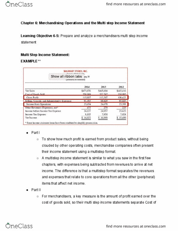 ACCT 2001 Lecture Notes - Lecture 14: Gross Profit, Income Statement cover image