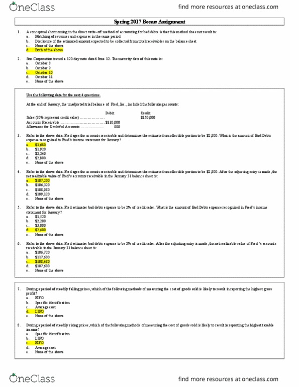 ACCT 2001 Study Guide - Fall 2018, Midterm - Financial Statement, Gross