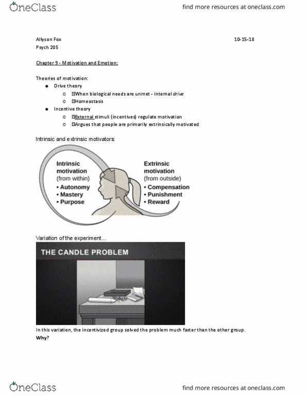 PSY 205 Lecture Notes - Lecture 8: Hypothalamus, Gmail, Google cover image