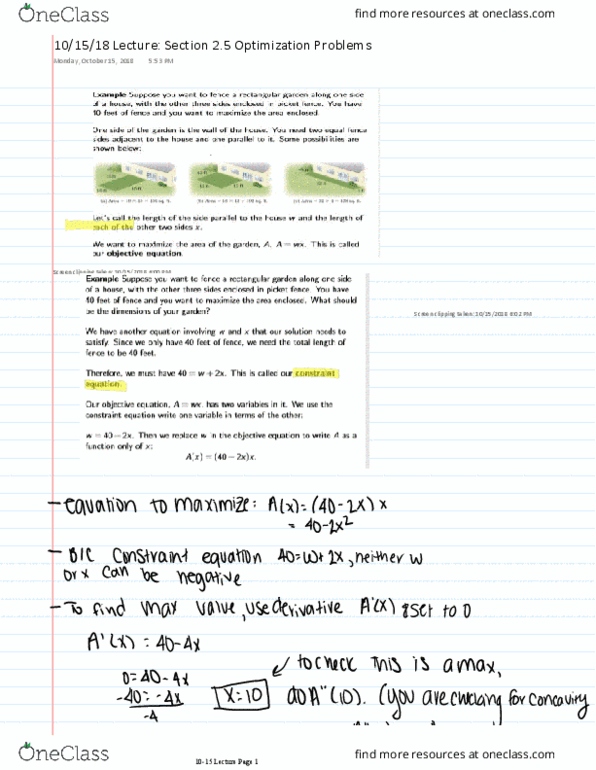 MATH221 Lecture 21: 10-15 Lecture Optimization cover image